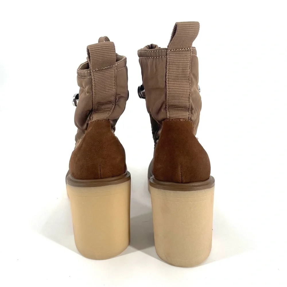Dolce Vita X Anthropologie Celida Tan Lace Up Platform Nylon Hiking Heel Boots